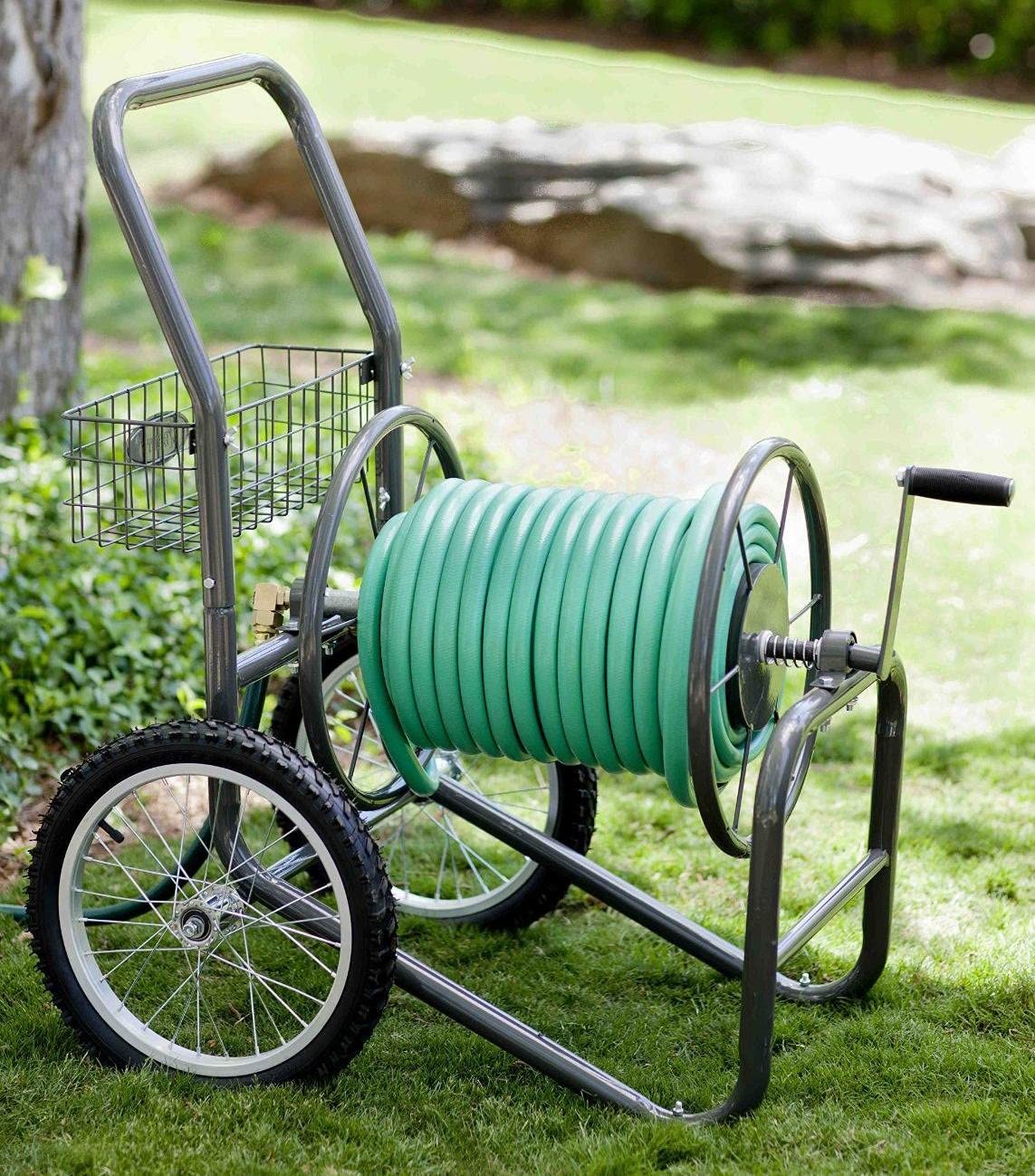 Portable Garden 30m Water Hose Reel Cart Storage Rack Holder