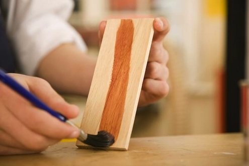 staining wood with the grain