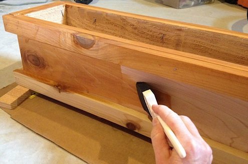 finishing and sealing the cedar window box/planter.