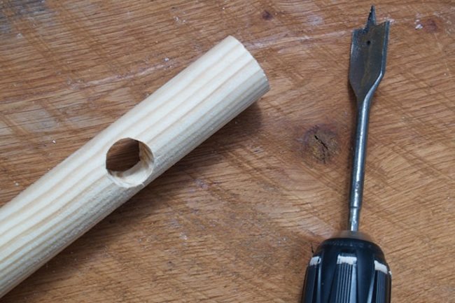 Drilling hole in wood closet pole