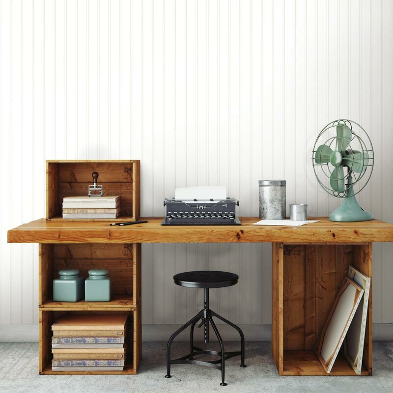 Beadboard wall in a beautiful home office