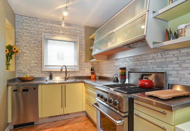 Stainless Steel Counters - In a Colorful Kitchen