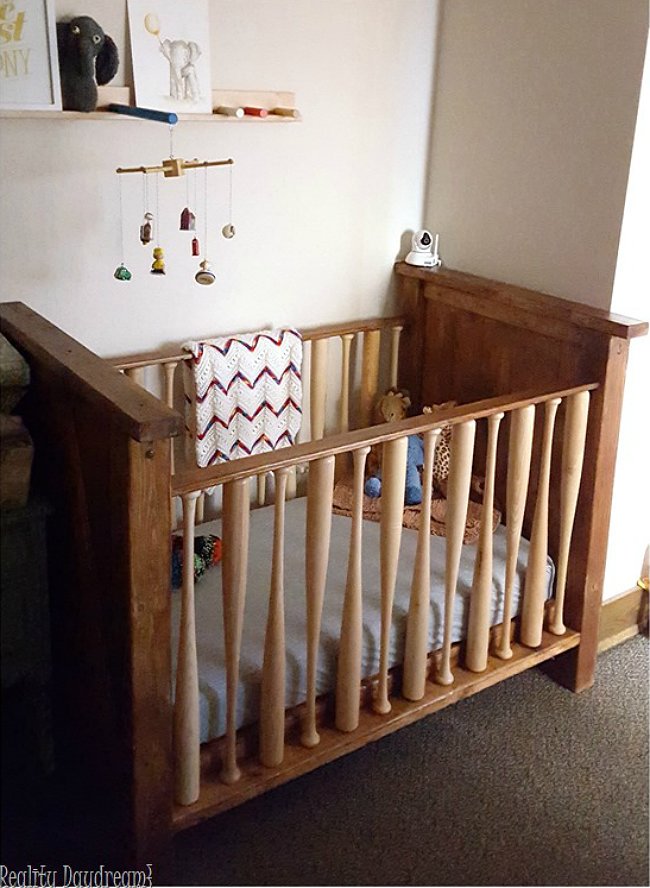 DIY Crib - Baseball Bat Crib from Reality Daydream