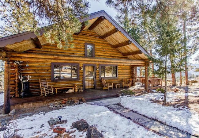 Traditional Log Cabin in Beautiful newest Contrasting Blues