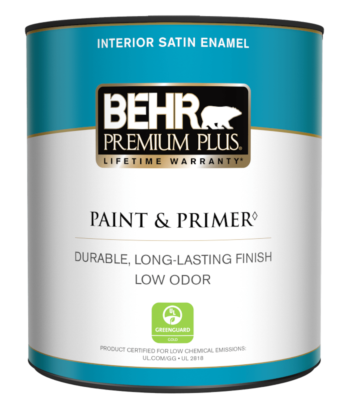 Behr Satin Paint and Primer. 