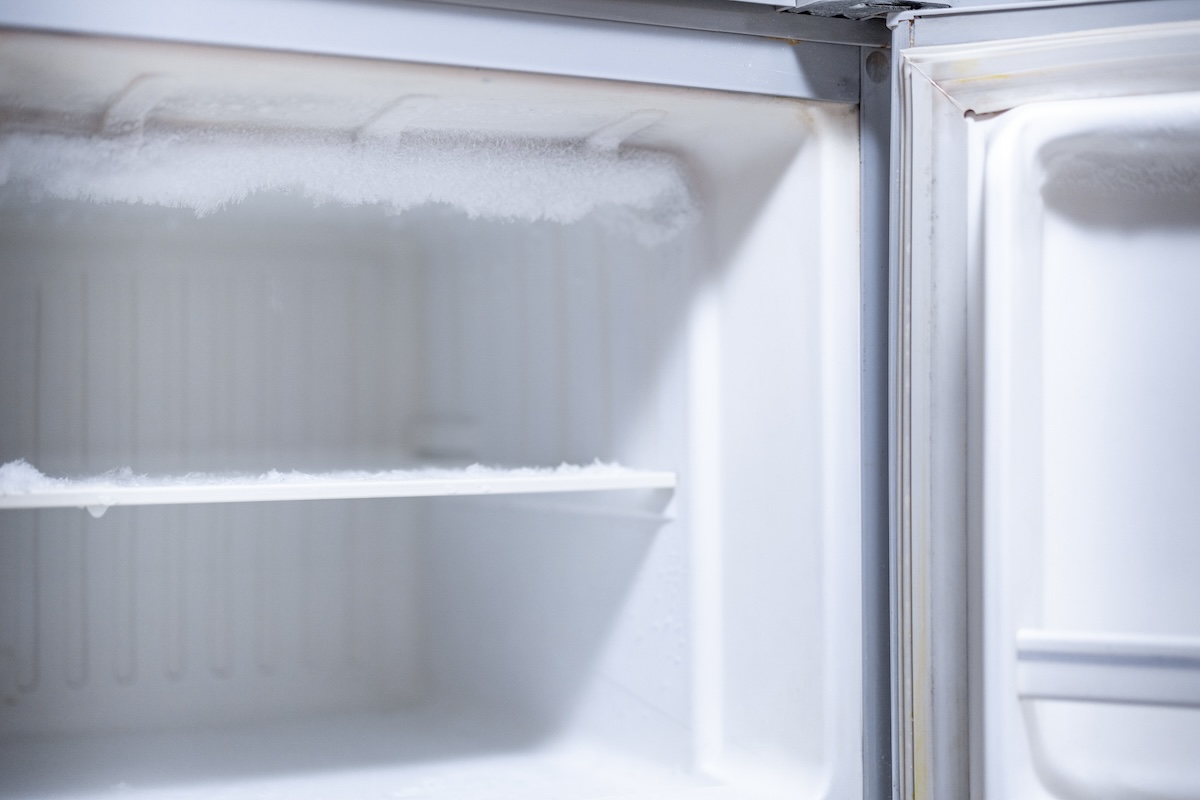 Frost build-up in a refrigerator.