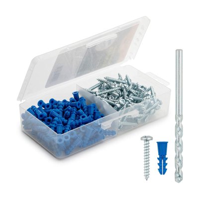 Box of Qualihome Ribbed Plastic Drywall Anchors on a white background