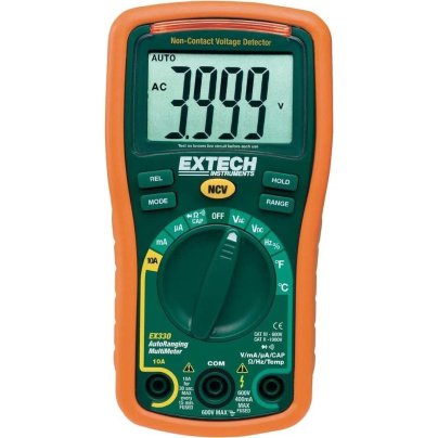 The Extech EX330 12-Function Mini Multimeter on a white background