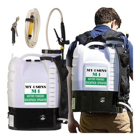  My4Sons M4 4-Gallon Battery-Powered Backpack Sprayer on a white background