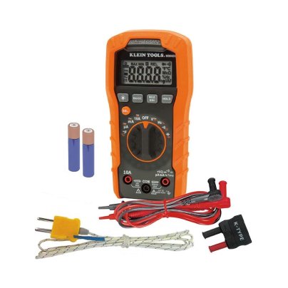 The Klein Tools MM400 Auto-Ranging Digital Multimeter on a white background