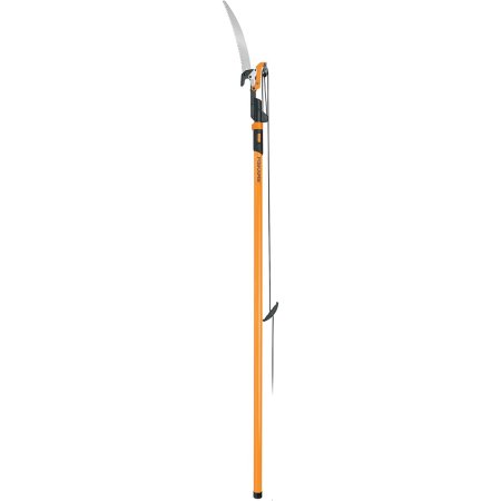  The Fiskars Extendable Pole Saw & Pruner on a white background.