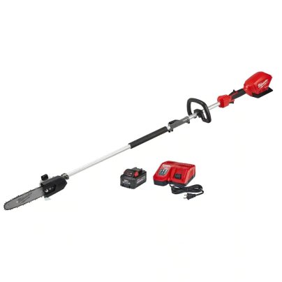 The Milwaukee M18 Fuel 10” Pole Saw Kit With Quik-Lok on a white background.