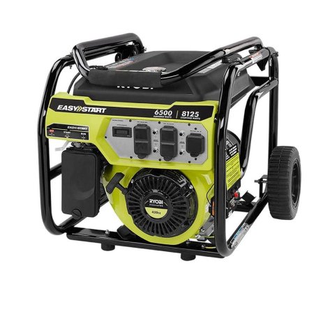  The Ryobi 6500-Watt Generator with CO Detect on a white background.