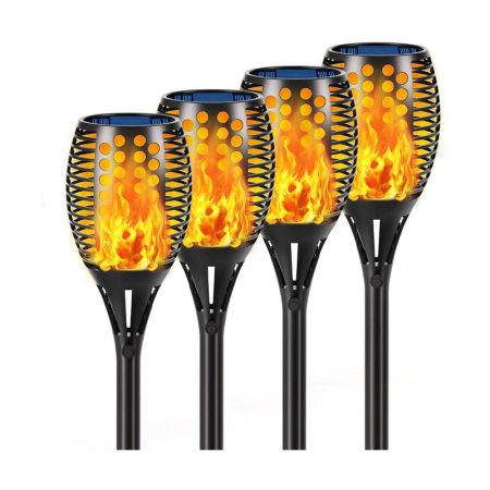  Four Aityvert Flickering Flames Solar Torch Lights on a white background