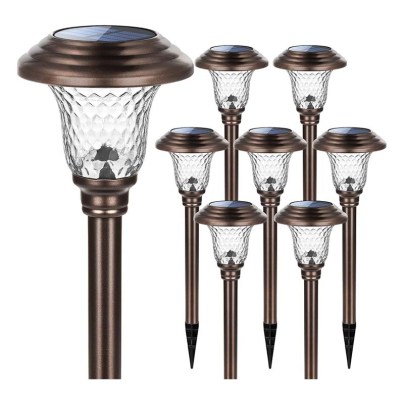 GIGALUMI 8 Pack Solar Pathway Lights on a white background