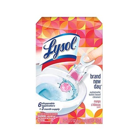  A package of Lysol Click Gel Automatic Toilet Bowl Cleaner on a white background.