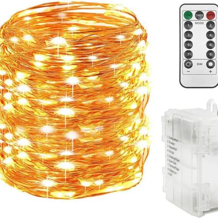  Roll of Twinkle Star 300 LED 99 Ft. Copper Wire String Lights on a white background