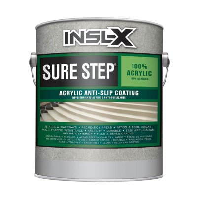 Can of INSL-X Sure Step Acrylic Anti-Slip Coating on a white background