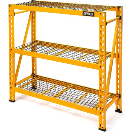  Yellow DeWalt 3-Shelf 4-Foot Wire Industrial Storage Rack on white background