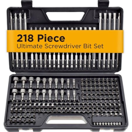  The Jackson Palmer 218-Piece Ultimate Screwdriver Bit Set in its case on a white background.