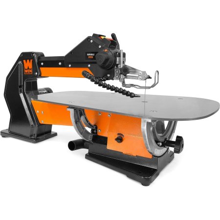  The Wen 21-Inch 1.6-Amp Scroll Saw With Dual-Bevel Table on a white background.