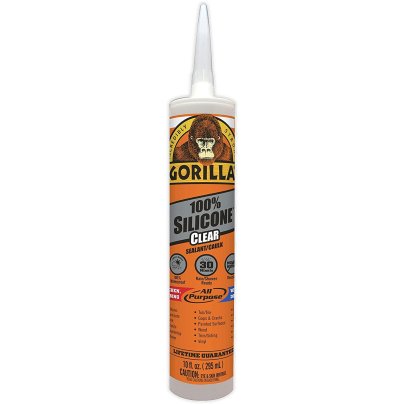 Tube of Gorilla Waterproof Silicone Caulk on a white background