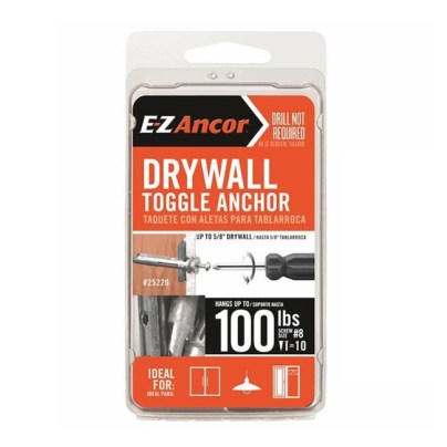 A packet of E-Z Ancor Toggle Lock Drywall Anchors on a white background