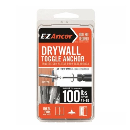 A packet of E-Z Ancor Toggle Lock Drywall Anchors on a white background