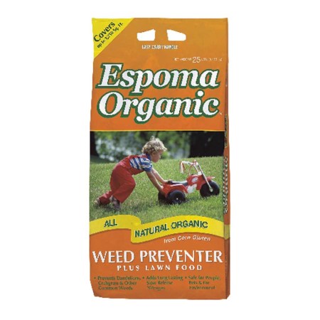  A bag of Espoma Organic Weed Preventer on a white background.