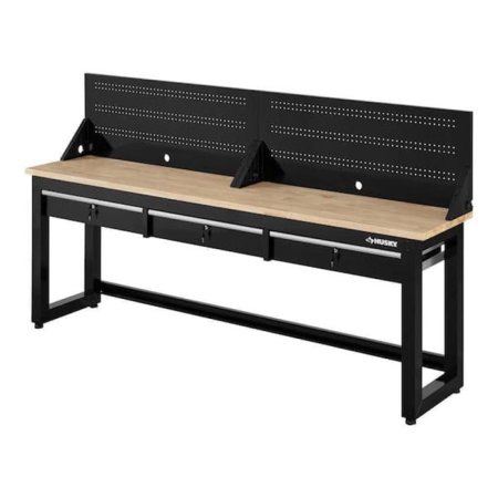  The Best Workbench Option Husky 8-Foot Solid Wood Workbench With Pegboard