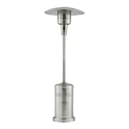  The Hampton Bay 48,000 BTU Stainless Steel Patio Heater on a white background.