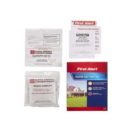  First Alert radon test kit on a white background