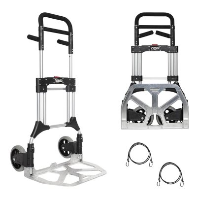 The Vergo Industrial 400-lb. Capacity Folding Hand Truck in two layouts on a white background.