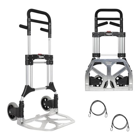  The Vergo Industrial 400-lb. Capacity Folding Hand Truck in two layouts on a white background.