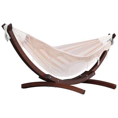  Vivere Solid Pine Wood Hammock Combo on a white background