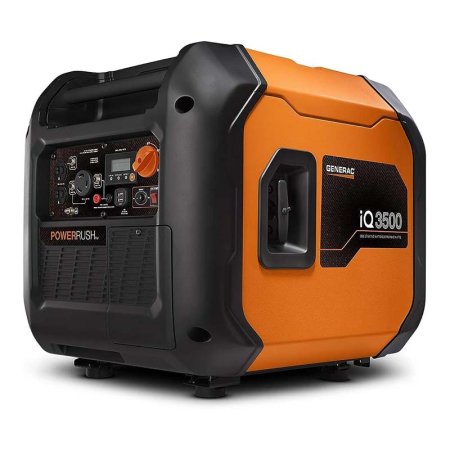  Orange and black Generac iQ3500 Portable Inverter Generator on white background