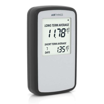 Airthings Corentium Home Portable Radon Detector on a white background