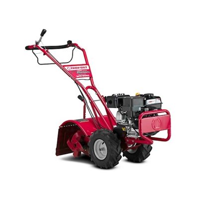 The Troy-Bilt Super Bronco CRT Garden Tiller on a white background.