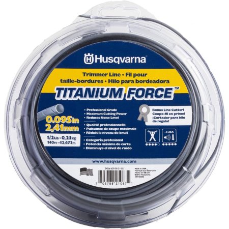  Spool of Husqvarna Titanium Force String Trimmer Line on white background