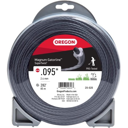  Spool of black Oregon Magnum Gatorline SuperTwist Trimmer Line on white background