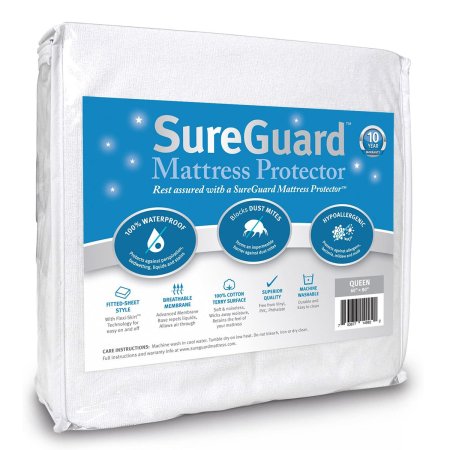  Pack of SureGuard Queen Size Mattress Protector on a white background