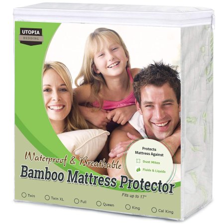  Pack of Utopia Bedding Bamboo Mattress Protector on a white background