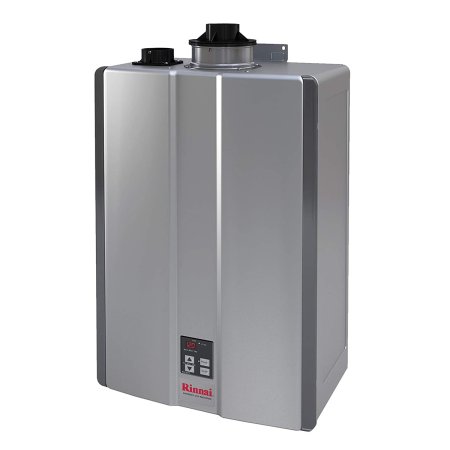  The Rinnai RU199iN High-Efficiency Tankless Water Heater on a white background.