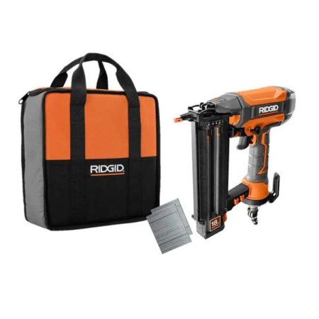  Ridgid brad nailer and carry bag on a white background