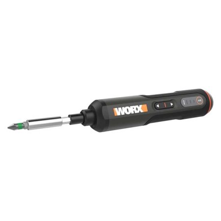  The Worx 4V Max Li-Ion Cordless Rechargeable Screwdriver on white background.