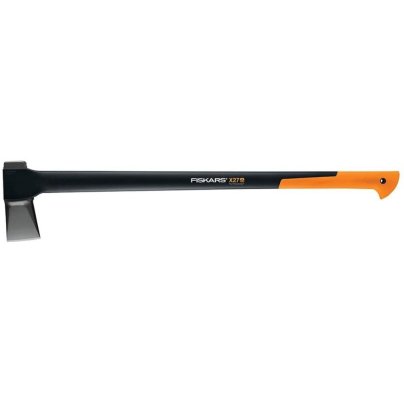 The Fiskars X27 Super Splitting Axe on a white background.