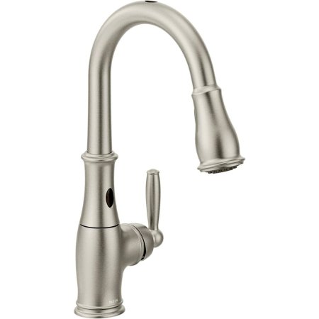  The Moen Brantford One-Handle Pulldown Kitchen Faucet on a white background.