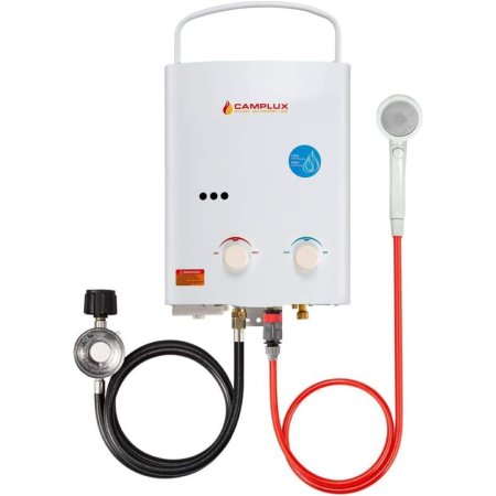  The Camplux 5L 1.32 GPM Tankless Water Heater on a white background.