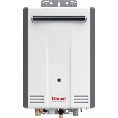 The Rinnai V53DeP High-Efficiency Tankless Water Heater on a white background.