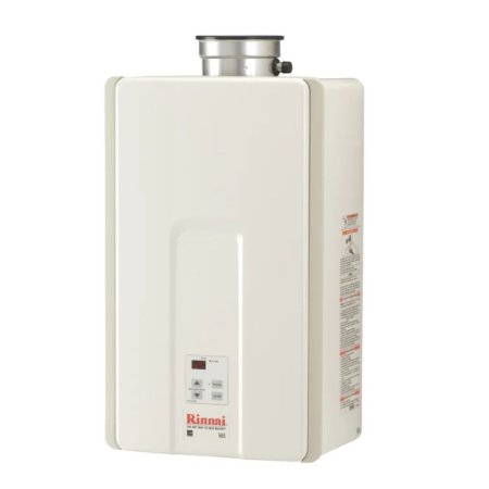  The Rinnai V65iN High-Efficiency Tankless Water Heater on a white background.